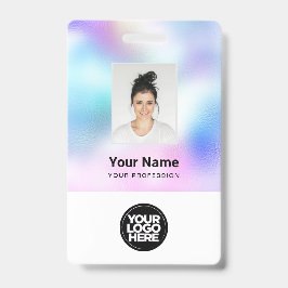 Tarjeta De Identificación Foto de empleado blanco personalizado, código de b