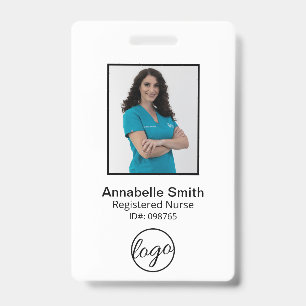 Tarjeta De Identificación Foto de empleado con código de barras simple