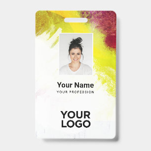 Tarjeta De Identificación Foto de empleado con pintura texturizada, código d