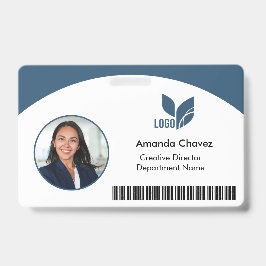 Tarjeta De Identificación Foto de empleado de código de barras QR azul