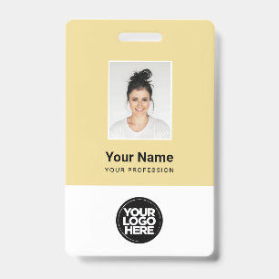 Tarjeta De Identificación Foto de empleado de crema personalizada, código de