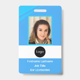 Tarjeta De Identificación Foto de empleado de empresa azul personalizada, lo