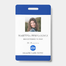 Tarjeta De Identificación Foto de empleado de hospital médico azul real pers