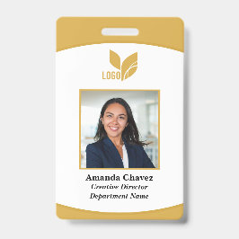 Tarjeta De Identificación Foto de empleado de negocios Personalizado de oro
