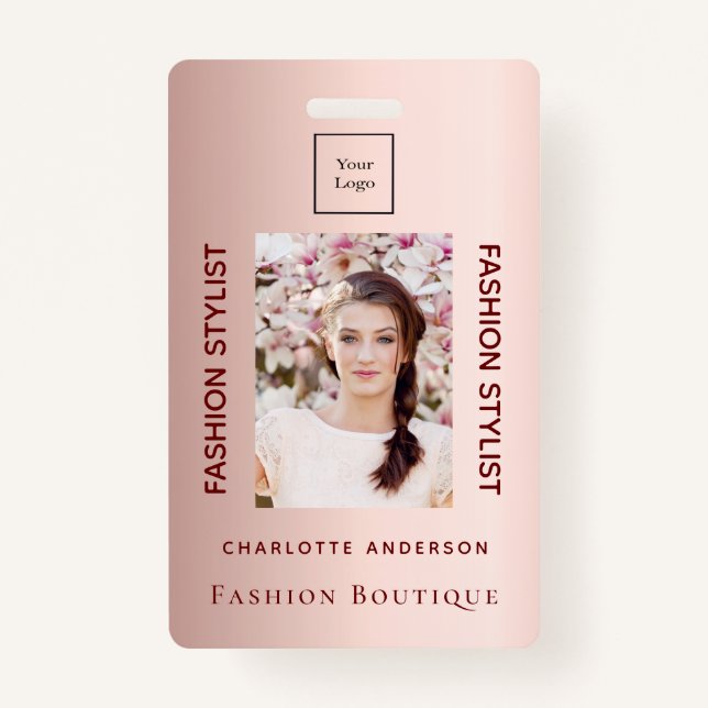 Tarjeta De Identificación Foto de empleado de oro Rosa (Anverso)