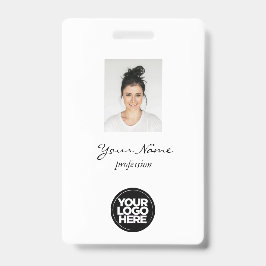 Tarjeta De Identificación Foto de empleado elegante personalizada, código de