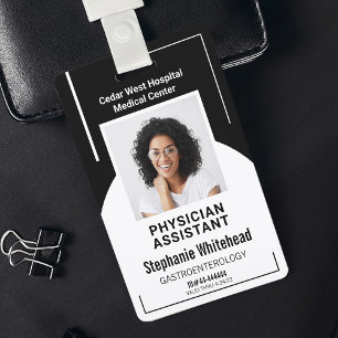 Tarjeta De Identificación Foto de empleado médico del hospital negro 