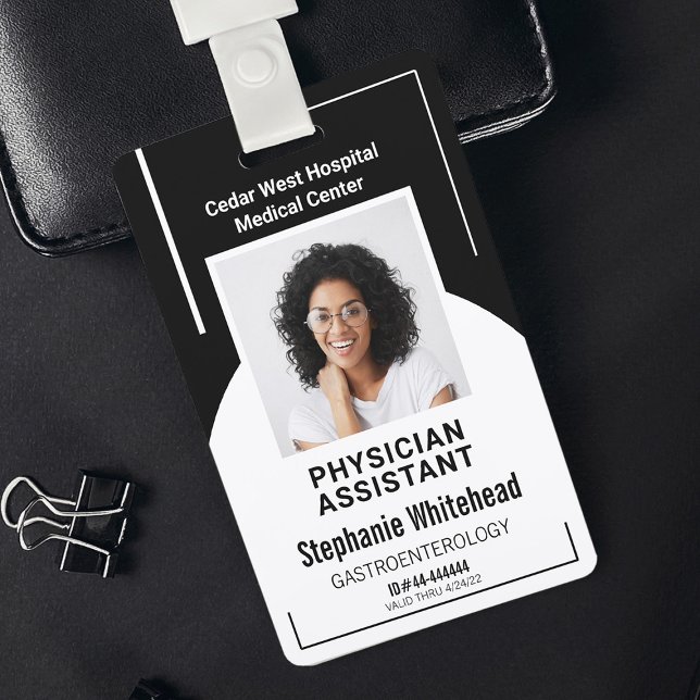 Tarjeta De Identificación Foto de empleado médico del hospital negro (Your photo ID employee badge is not just an identification tool, but a powerful communication medium)