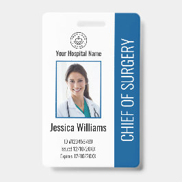 Tarjeta De Identificación Foto de Empleado Médico Personalizado ID Azul