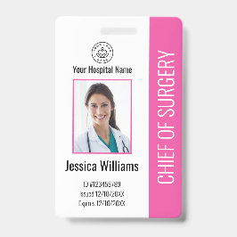 Tarjeta De Identificación Foto de Empleado Médico Personalizado ID Rosa