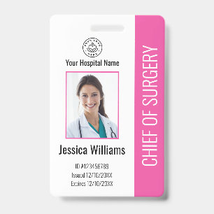 Tarjeta De Identificación Foto de Empleado Médico Personalizado ID Rosa