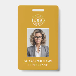 Tarjeta De Identificación Foto de empleado minimalista de mostaza amarilla m