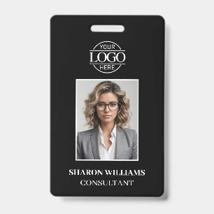 Tarjeta De Identificación Foto de empleado minimalista en blanco y negro mod