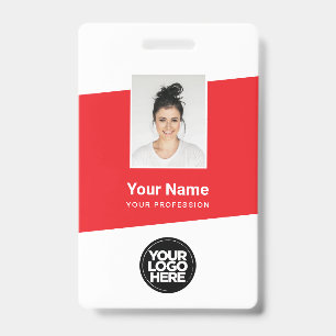 Tarjeta De Identificación Foto de empleado moderna, código de barras, logoti