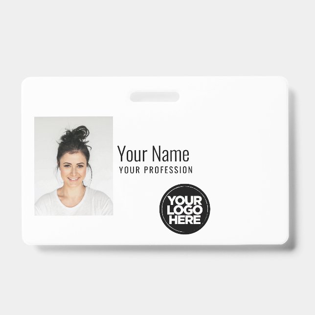 Tarjeta De Identificación Foto de empleado moderna personalizada, código de  (Parte frontal)