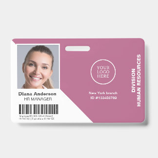 Tarjeta De Identificación Foto de empleado Nombre Logotipo de la empresa Cód