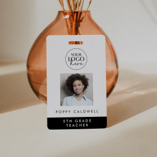 Tarjeta De Identificación Foto de empleado o docente con logotipo de tipogra