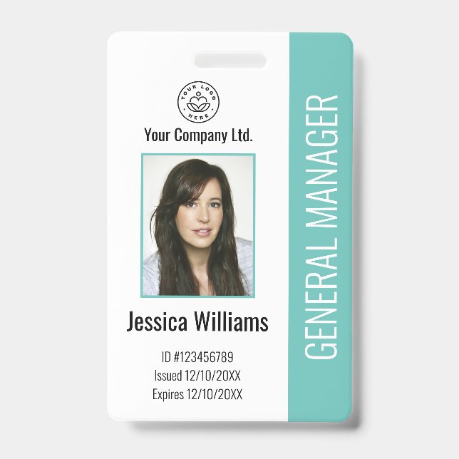 Tarjeta De Identificación Foto de empleado personalizada, código de barras,  (Parte frontal)