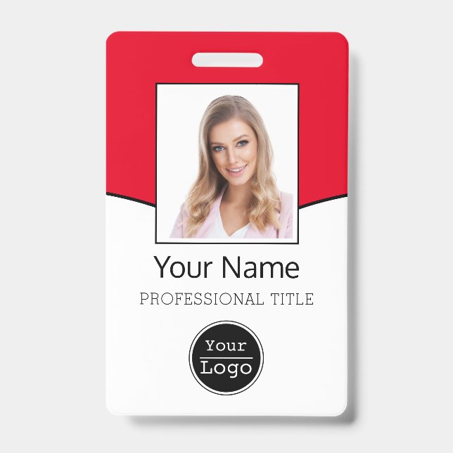 Tarjeta De Identificación Foto de empleado personalizada, código de barras,  (Parte frontal)