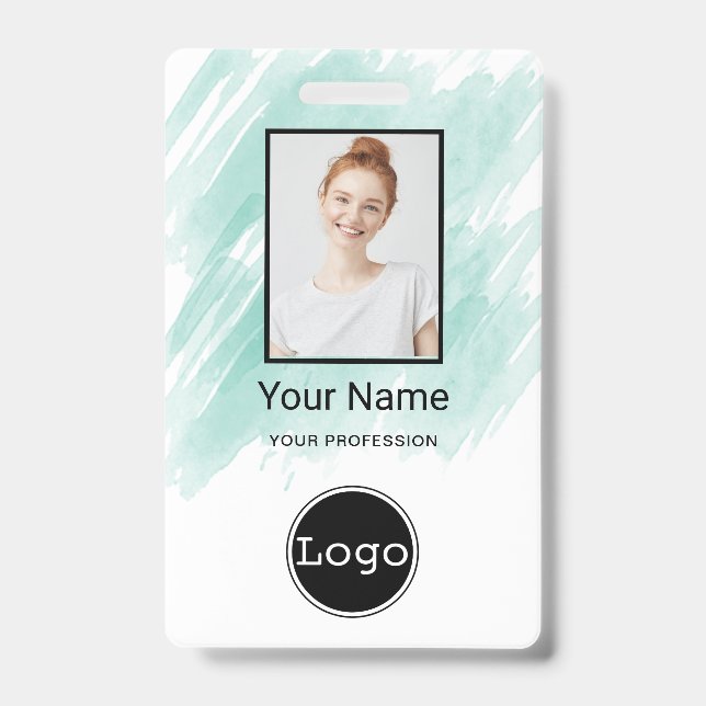Tarjeta De Identificación Foto de empleado personalizada, código de barras,  (Parte frontal)