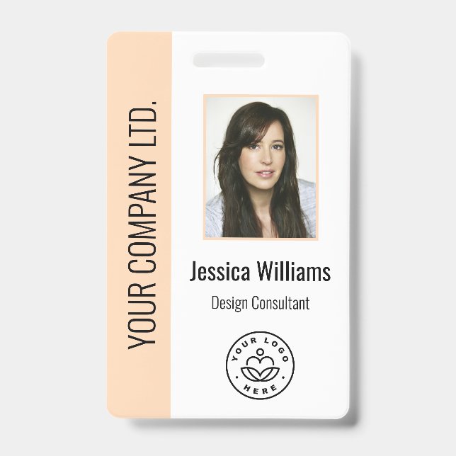 Tarjeta De Identificación Foto de empleado personalizada, código de barras,  (Parte frontal)