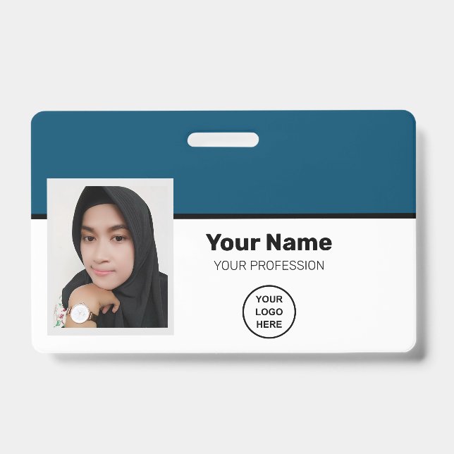 Tarjeta De Identificación Foto de empleado personalizada - Código de barras  (Parte frontal)