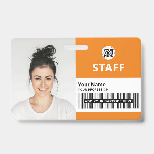 Tarjeta De Identificación Foto de empleado personalizada, código de barras, 