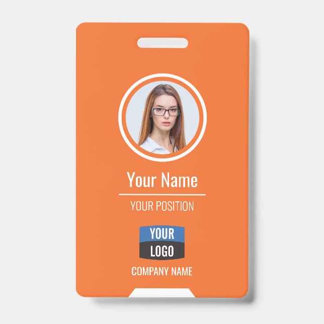 Tarjeta De Identificación Foto de empleado personalizada, código de barras,  (Parte frontal)