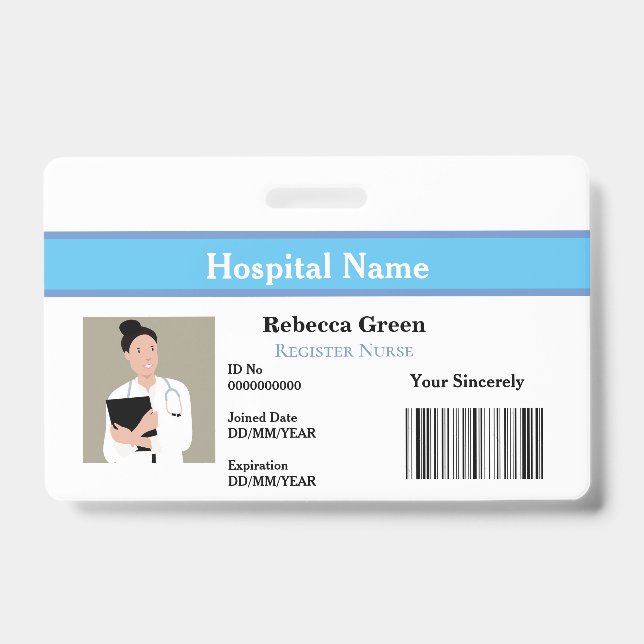 Tarjeta De Identificación Foto de empleado personalizada Código de barras En (Parte frontal)