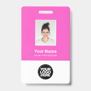 Tarjeta De Identificación Foto de empleado personalizada, código QR, logotip
