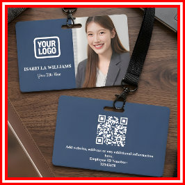 Tarjeta De Identificación Foto de empleado personalizada, código QR, logotip