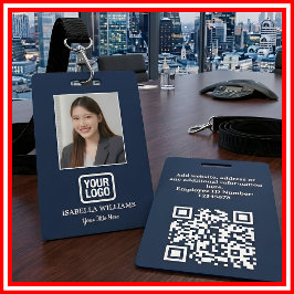 Tarjeta De Identificación Foto de empleado personalizada, código QR, logotip
