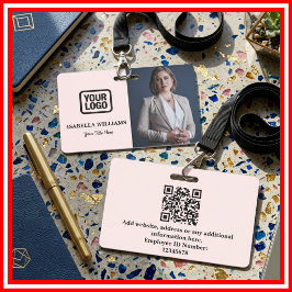 Tarjeta De Identificación Foto de empleado personalizada, código QR, logotip
