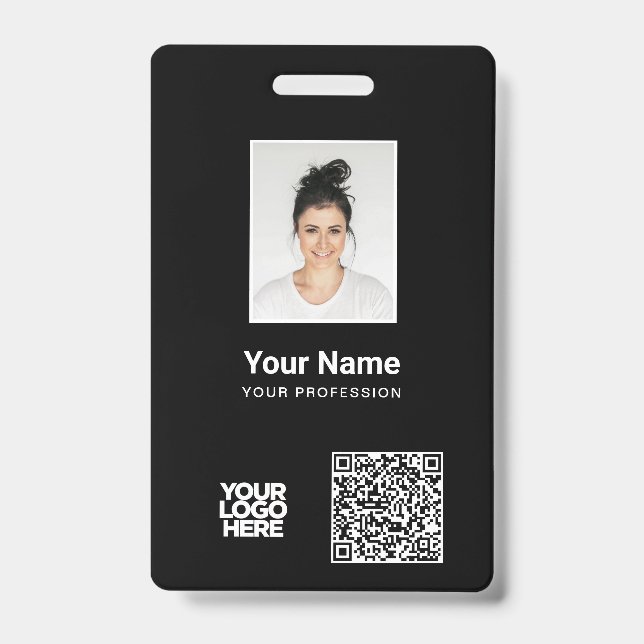 Tarjeta De Identificación Foto de empleado personalizada, código Qr y código (Parte frontal)