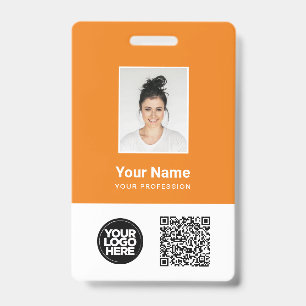 Tarjeta De Identificación Foto de empleado personalizada, código Qr y código