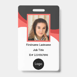 Tarjeta De Identificación Foto de empleado personalizada de rojo y negro de 