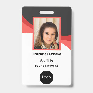 Tarjeta De Identificación Foto de empleado personalizada de rojo y negro de