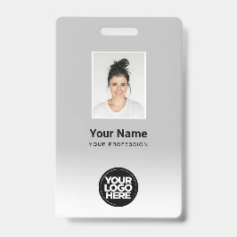 Tarjeta De Identificación Foto de Empleado Personalizada Degradado Gris Clar