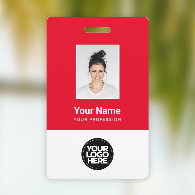 Tarjeta De Identificación Foto de empleado personalizada en rojo, código de  (Subido por el creador)