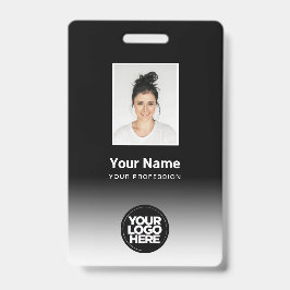 Tarjeta De Identificación Foto de empleado personalizada gradiente negro bla