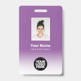 Tarjeta De Identificación Foto de empleado personalizada gradiente púrpura