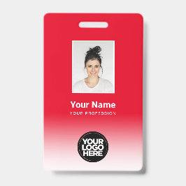 Tarjeta De Identificación Foto de empleado personalizada gradiente rojo