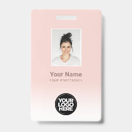Tarjeta De Identificación Foto de empleado personalizada gradiente rosa lind