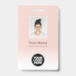 Tarjeta De Identificación Foto de empleado personalizada gradiente rosa lind