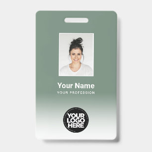 Tarjeta De Identificación Foto de empleado personalizada Gradiente Verde Sal