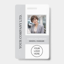 Foto de empleado personalizada, logotipo, nombre,