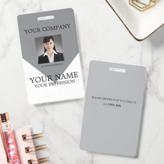 Tarjeta De Identificación Foto de empleado personalizada minimalista moderna