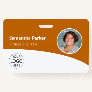 Tarjeta De Identificación Foto de empleado personalizada naranja, logotipo, 