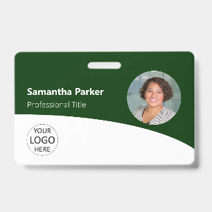 Tarjeta De Identificación Foto de empleado personalizada verde, logotipo, pl