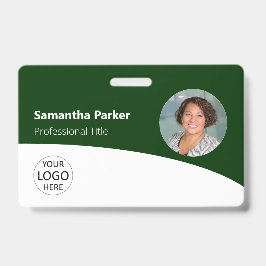 Tarjeta De Identificación Foto de empleado personalizada verde, logotipo, pl